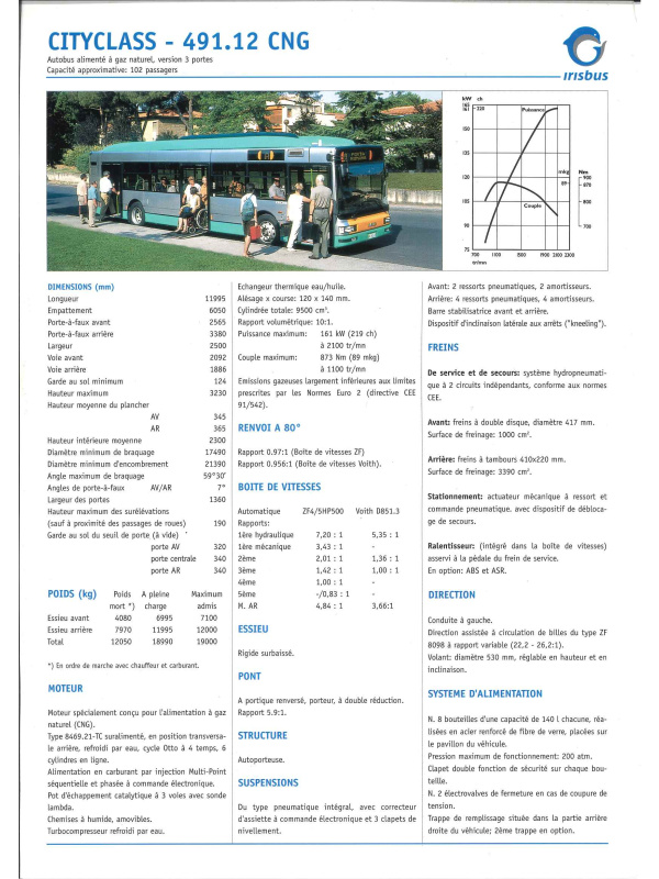23-0368 brochure technique irisbus cityclass - 491.12 cng