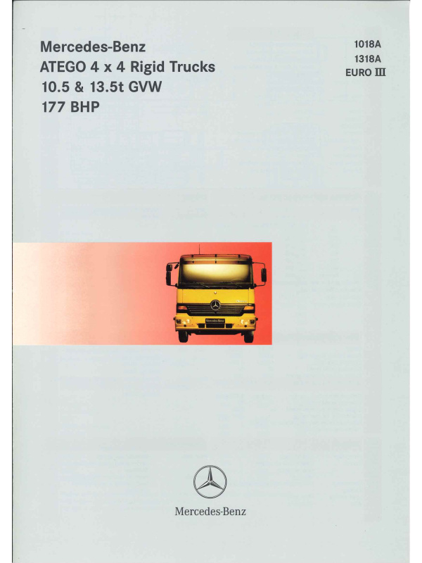 23-0389 brochure technique mercedes atego 1018a / 1318a