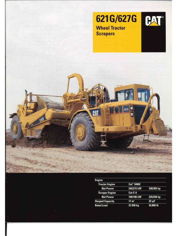 23-0483 brochure caterpillar 621g / 627g