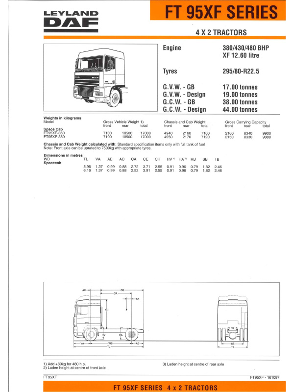 23-0278 brochure technique leyland daf ft 95xf 4x2