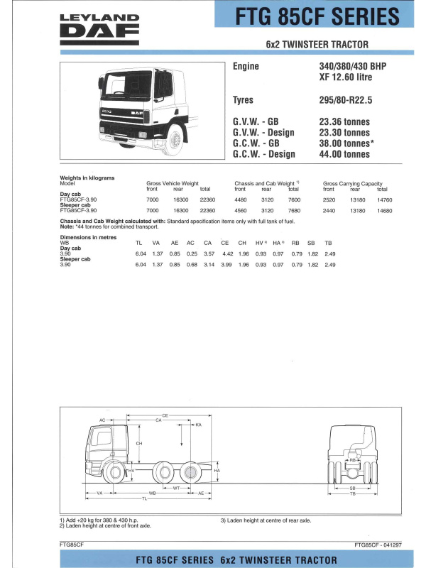 23-0271 brochure technique leyland daf ftg 85cf 6x2