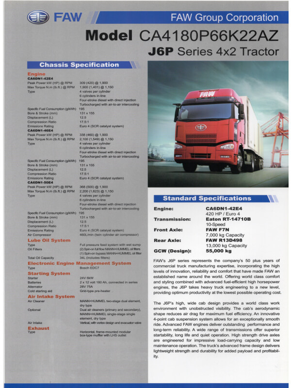 25-0270 faw series j6p 4x2