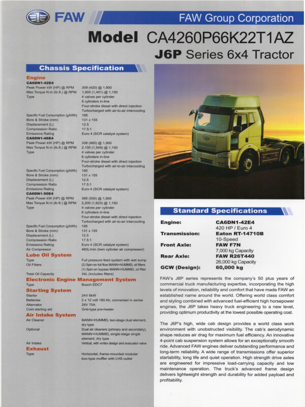25-0272 faw series j6p 4x2