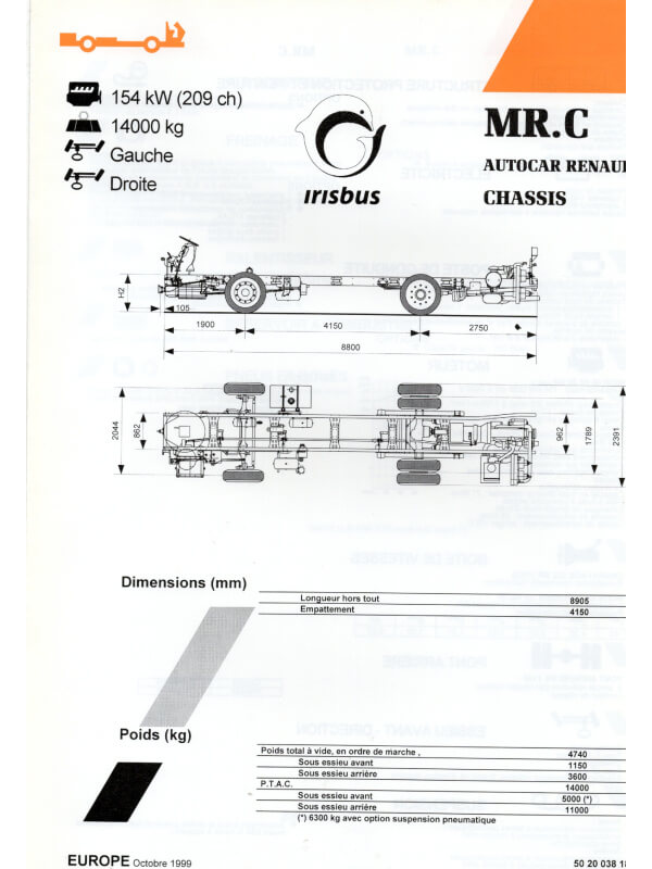 25-0519 irisbus mr.c autocar chassis