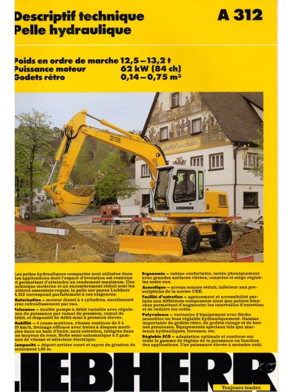 25-0946 liebherr a 312 pelle hydraulique