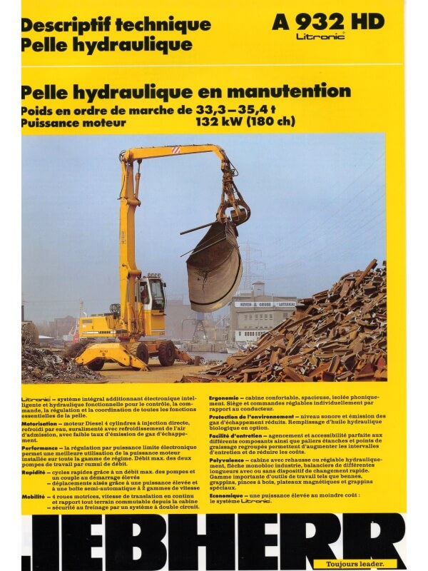 25-0951 liebherr a 932 hd pelle hydraulique