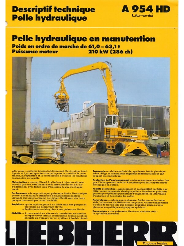25-0952 liebherr a 954 hd pelle hydraulique