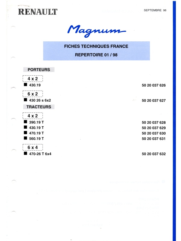 25-1616 renault magnum repertoire 01/98