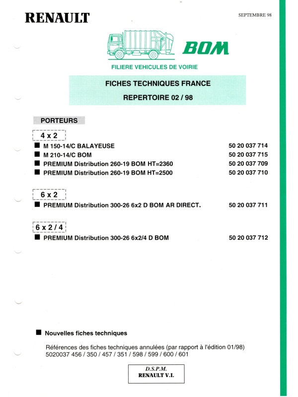 25-1618 renault bom repertoire 02/98