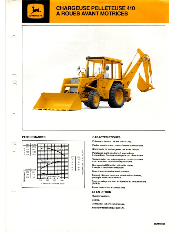 25-2385 john deere 410 front wheel drive backhoe loader