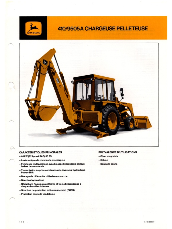 25-2386 john deere 410/9505a backhoe loader