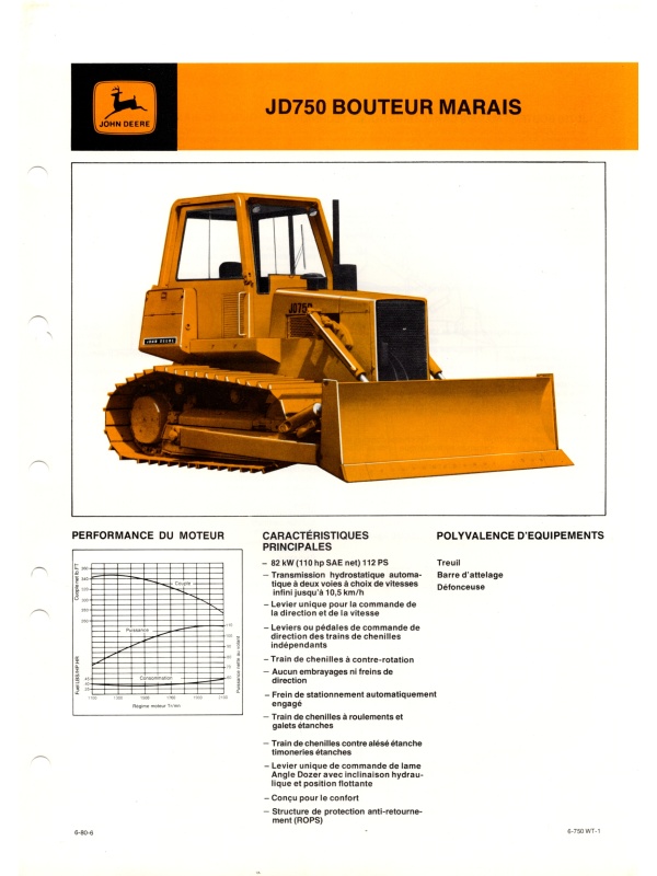 25-2389 john deere jd750 marsh bulldozer