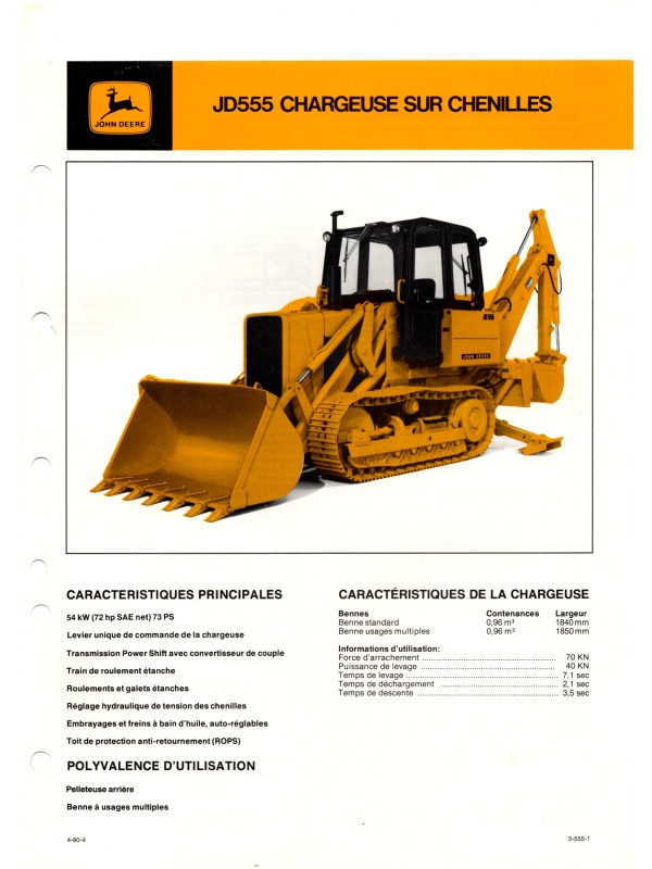 25-2392 john deere jd555 tracked loader