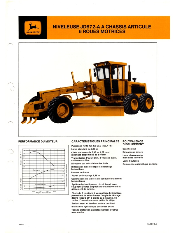 25-2400 john deere jd672-a 6-wheel drive articulated motor grader