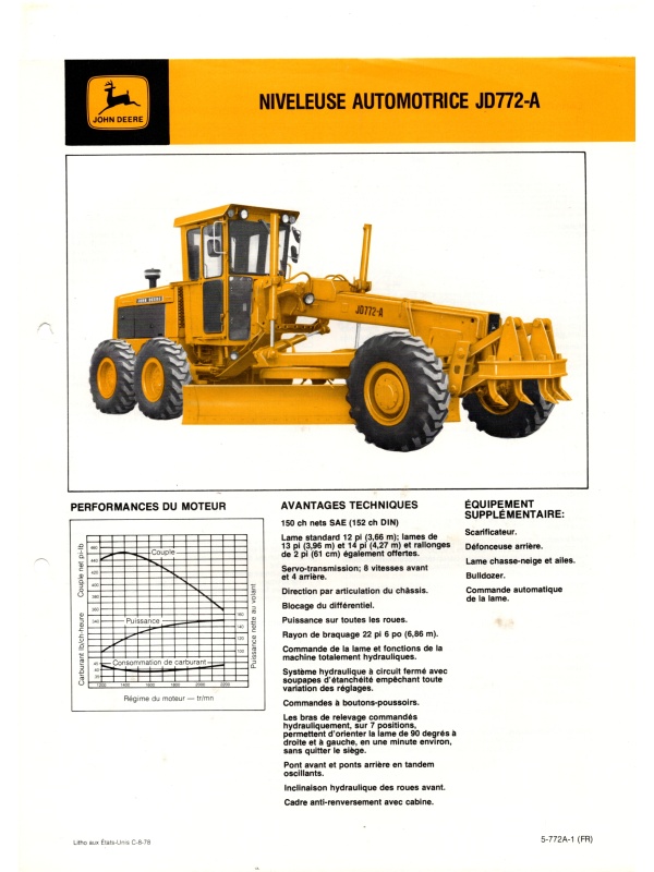25-2402 john deere jd772-a self-propelled grader