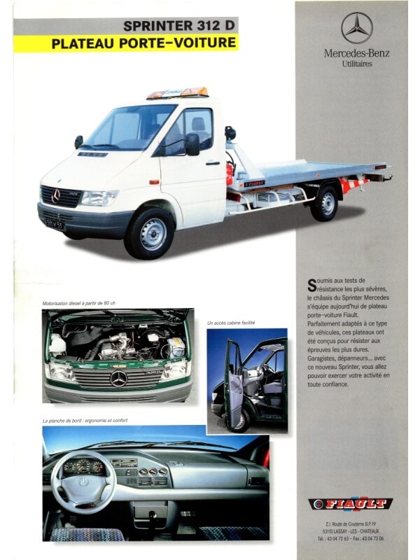25-3174 mercedes-benz sprinter 312 d plateau porte-voiture