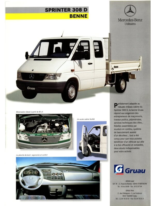 25-3176 mercedes-benz sprinter 308 d benne