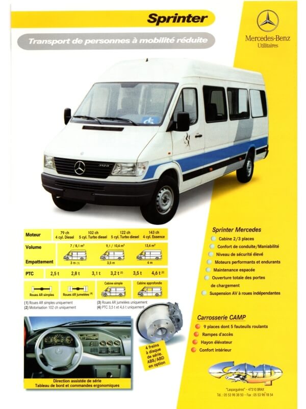 25-3181 mercedes-benz sprinter transport de personnes à mobilité réduite