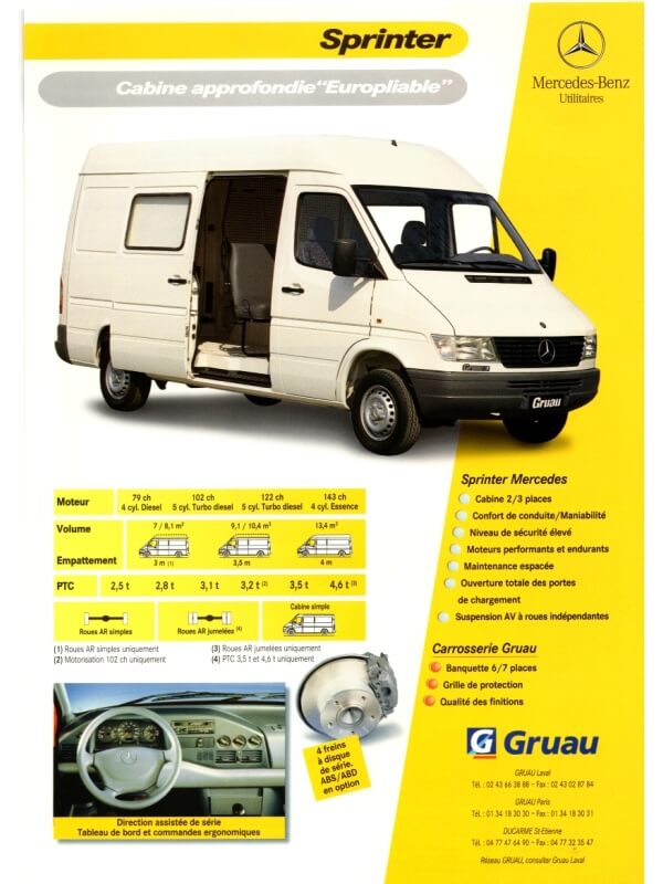 25-3187 mercedes-benz sprinter cabine approfondie "europliable"