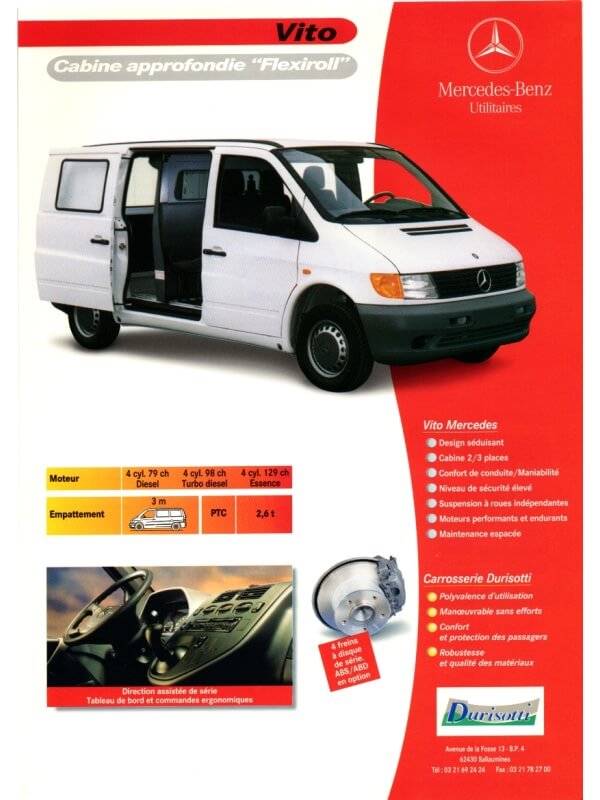 25-3200 mercedes-benz vito cabine approfondie "flexiroll"