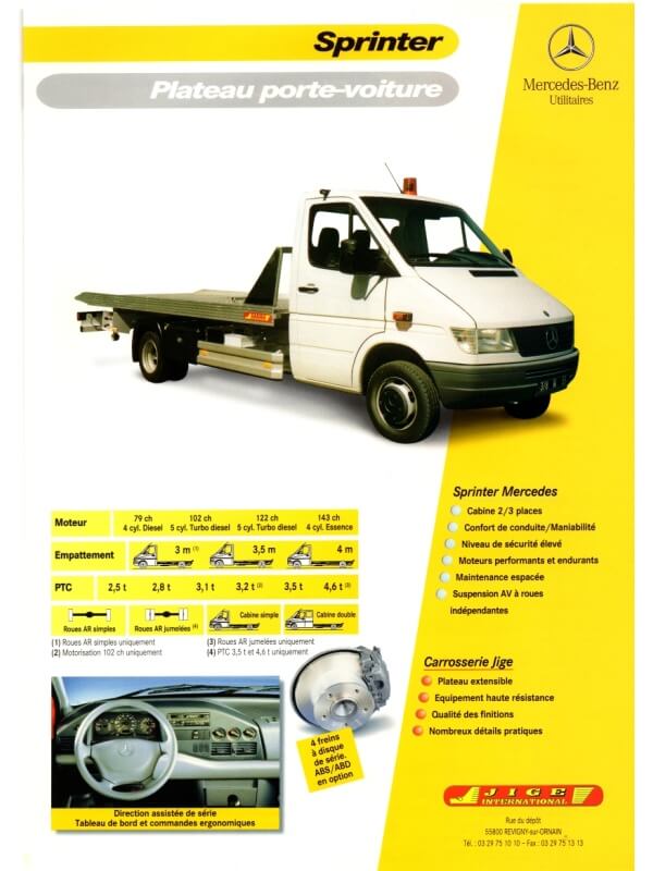 25-3201 mercedes-benz sprinter plateau porte-voiture