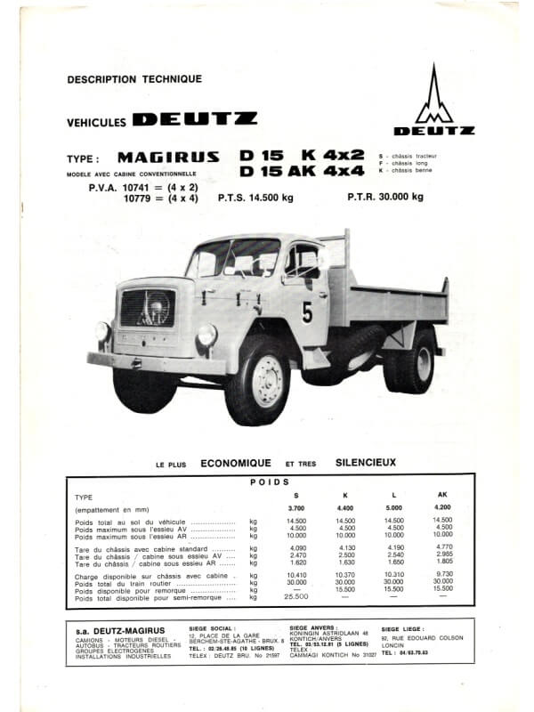 26-0116 magirus-deutz d 15 k 4x2 / d 15 ak 4x4
