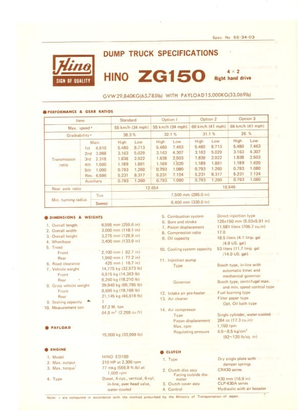 26-1203 hino zg150