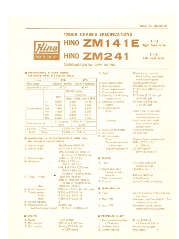 26-1267 hino zm414e / zm241