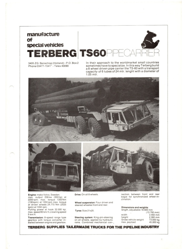 26-2760 terberg ts 60 porte-tuyaux