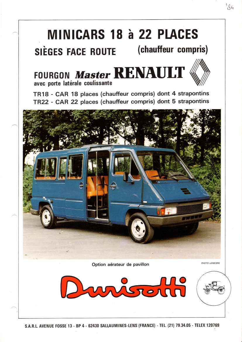 26-3287 Durisotti minicars 18 à 22 places (Renault Master)