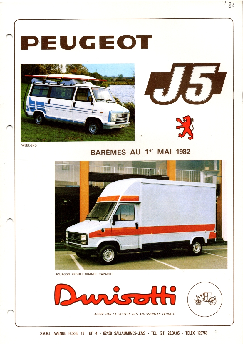 26-3290 Durisotti gamme de produits (Peugeot J5)